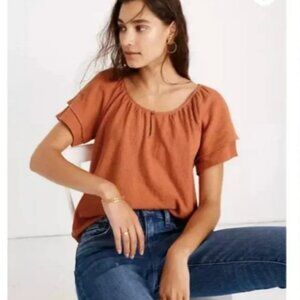 Madewell Texture & Thread Tiered-Sleeve Top Size Small